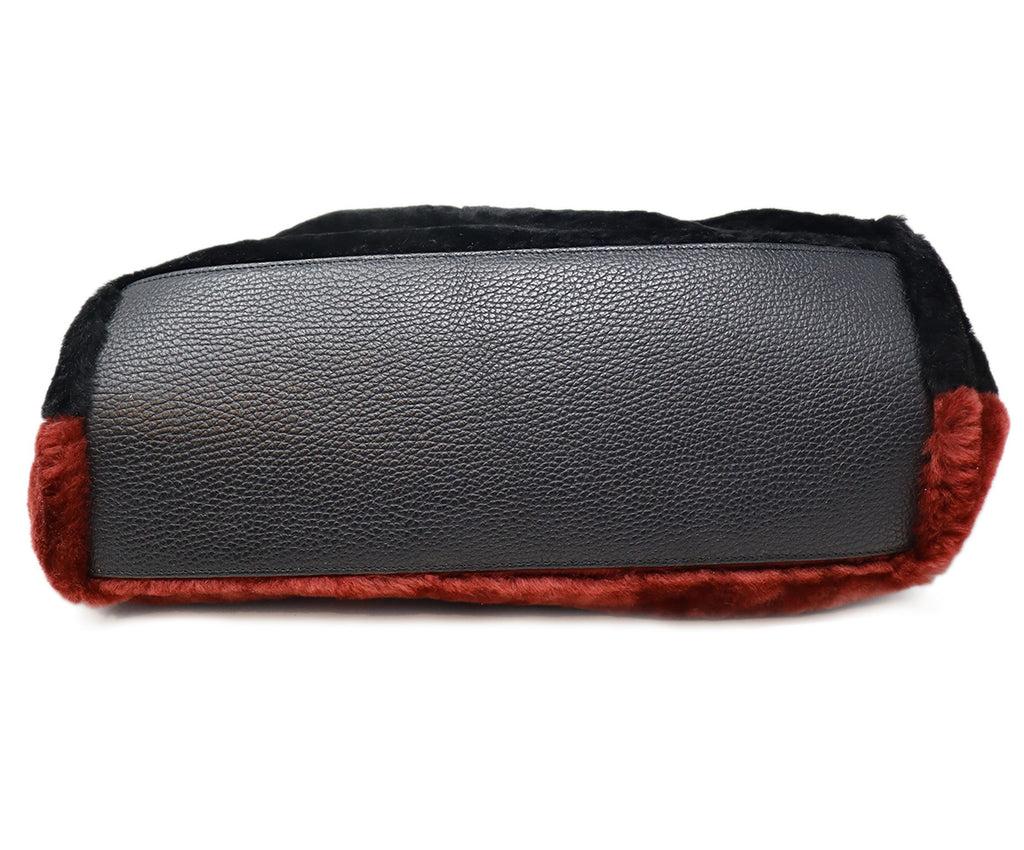 Carolina Santo Domingo Burgundy & Black Shearling Tote 3
