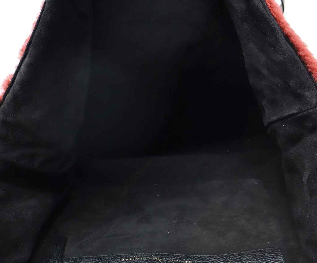 Carolina Santo Domingo Burgundy & Black Shearling Tote 5