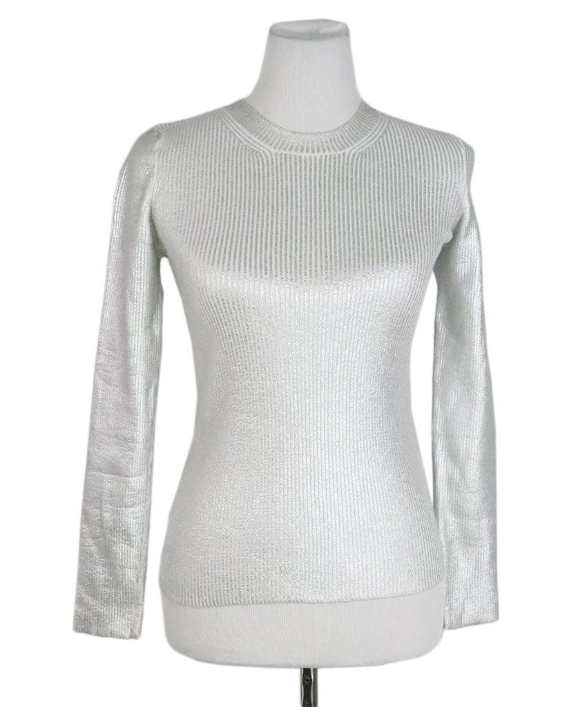 Carven Silver Ribbed Sweater sz 2 - Michael's Consignment NYC
