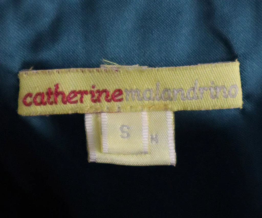 Catherine Malandrino Teal Embroidered Leather Coat sz 4 - Michael's Consignment NYC