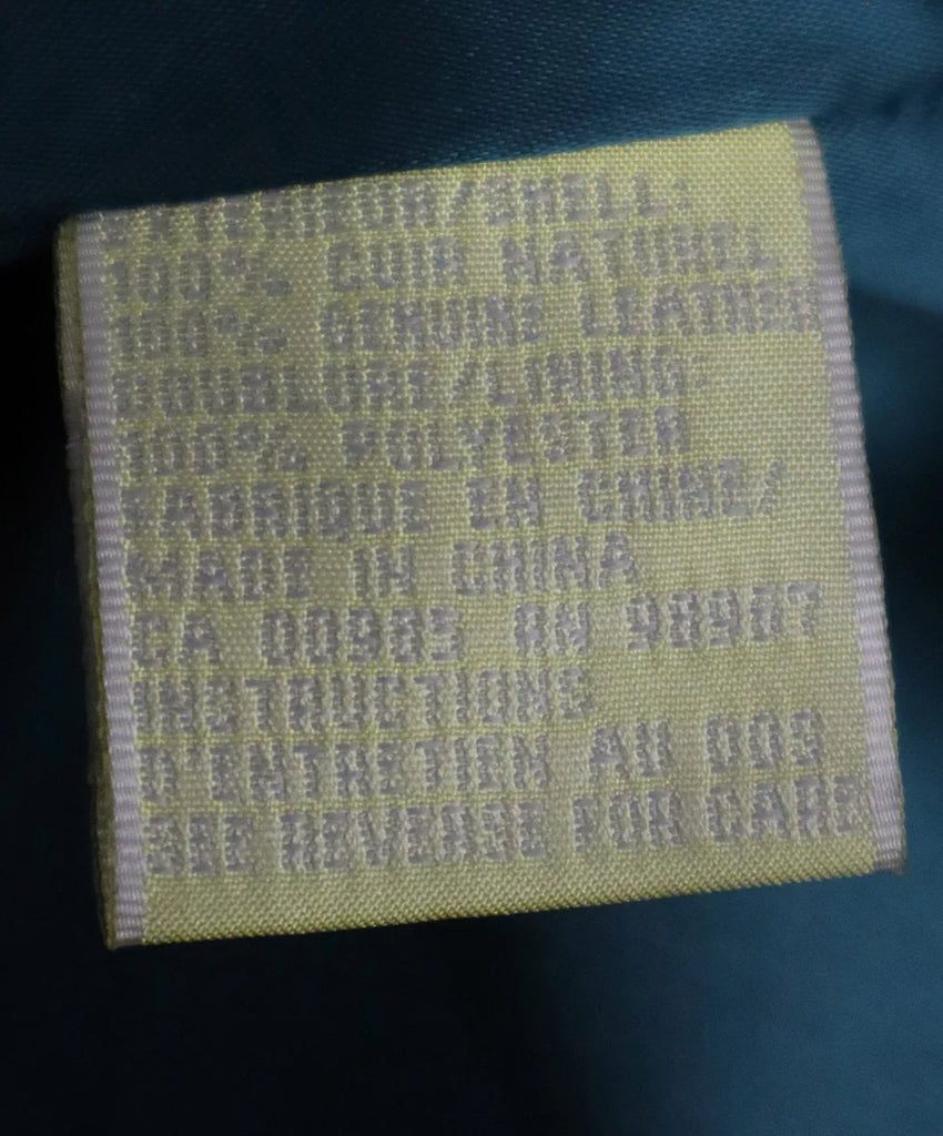 Catherine Malandrino Teal Embroidered Leather Coat sz 4 - Michael's Consignment NYC