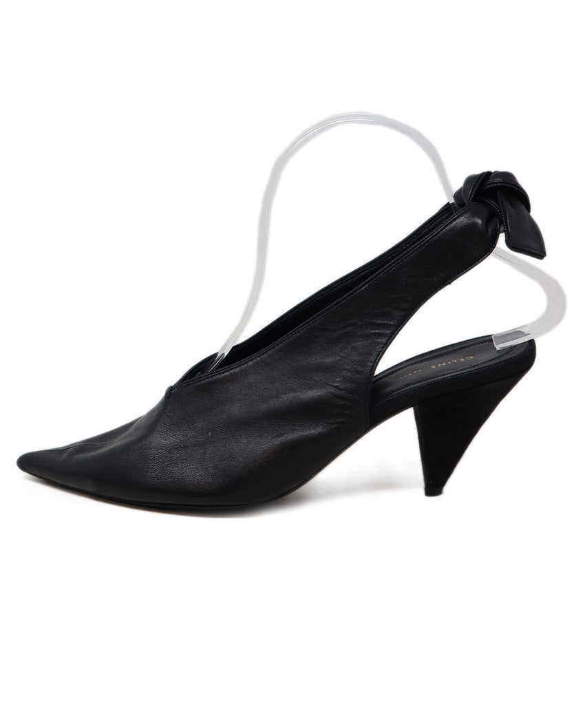 Celine Black Leather Bow Slingback Heels sz 6.5 - Michael's Consignment NYC