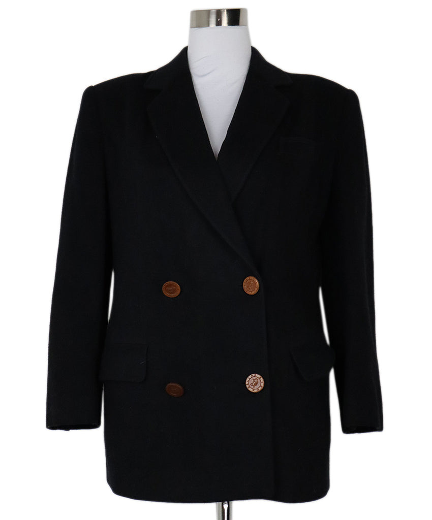 Celine Vintage Black Wool Coat 