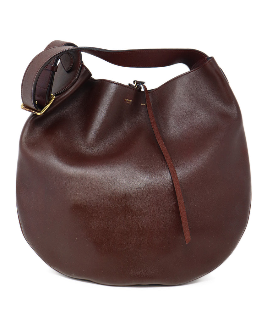 Celine Burgundy Leather Shoulder Bag 