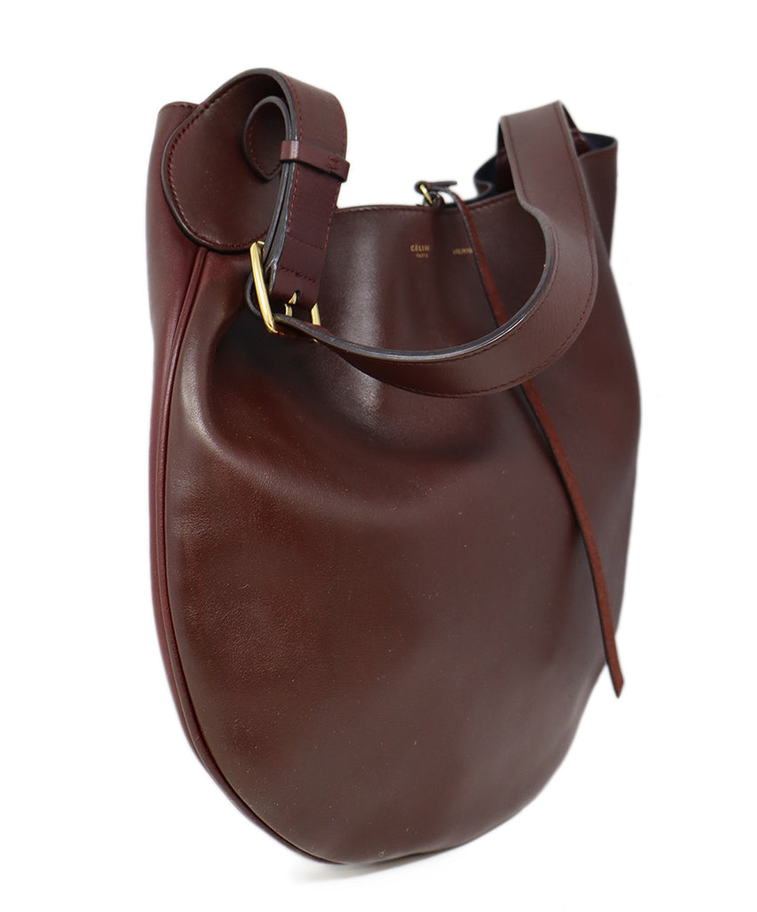 Celine Burgundy Leather Shoulder Bag 1