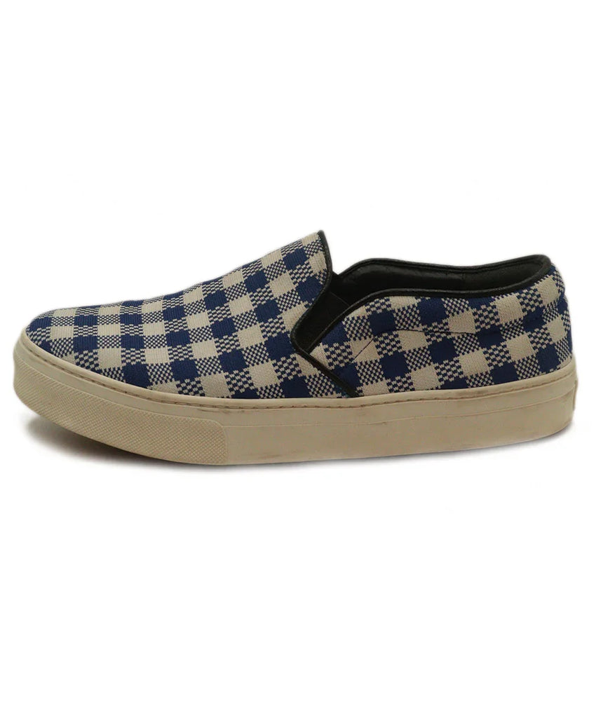 Celine Blue & White Checkered Print Slip-on Sneakers sz 9.5 - Michael's Consignment NYC