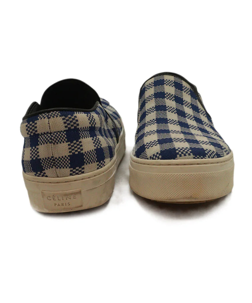 Celine Blue & White Checkered Print Slip-on Sneakers sz 9.5 - Michael's Consignment NYC