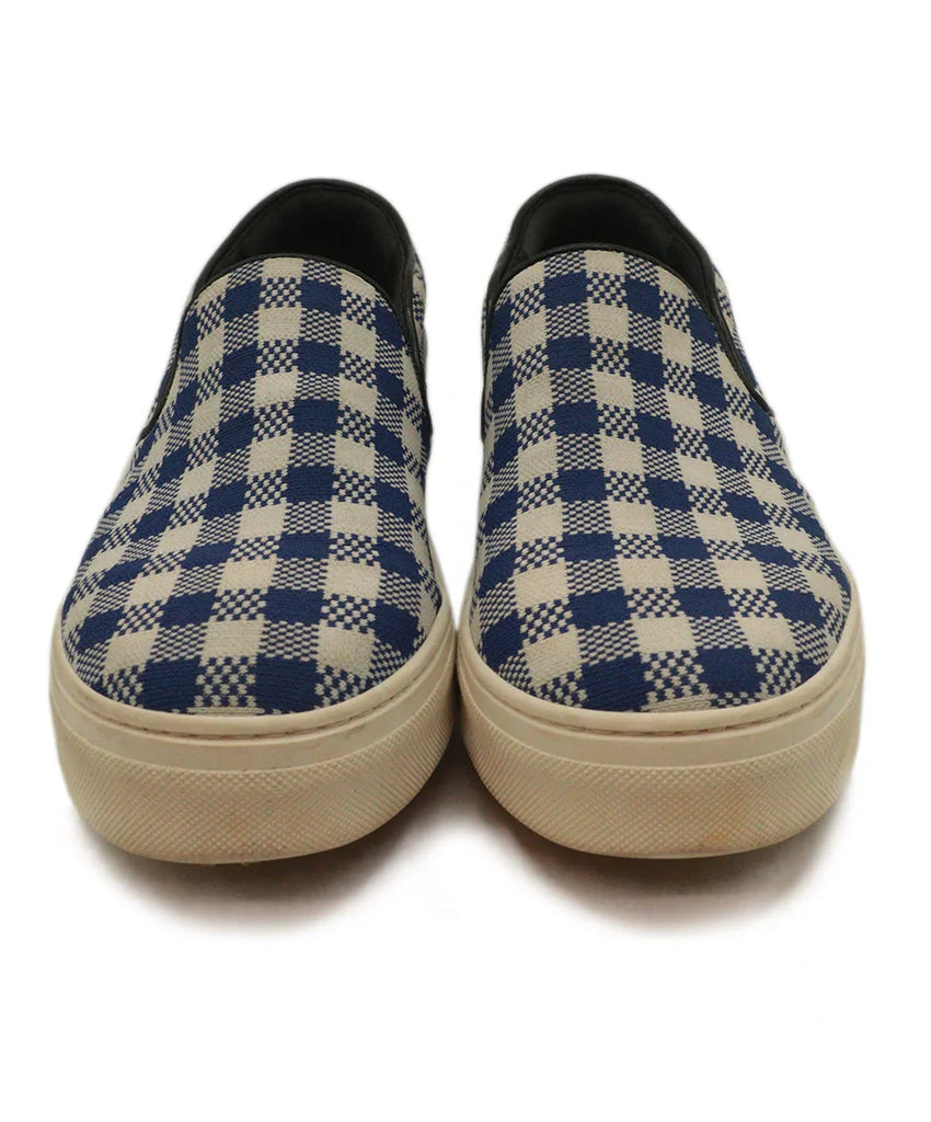 Celine Blue & White Checkered Print Slip-on Sneakers sz 9.5 - Michael's Consignment NYC