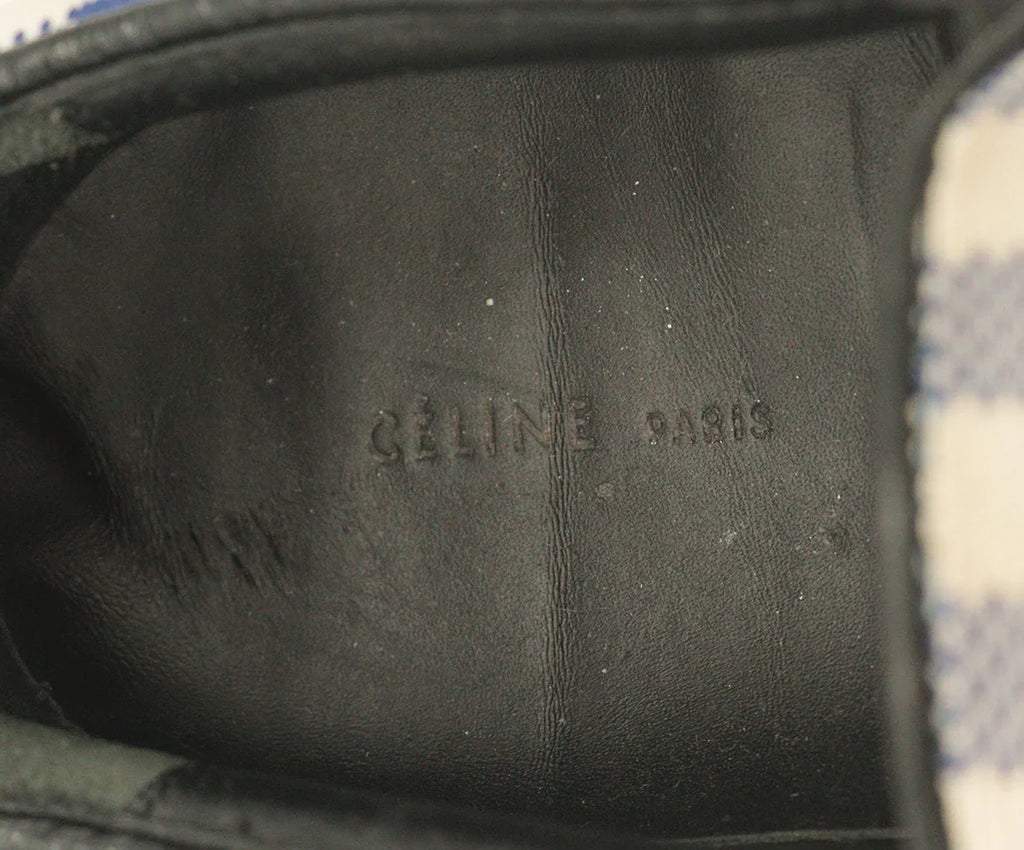 Celine Blue & White Checkered Print Slip-on Sneakers sz 9.5 - Michael's Consignment NYC