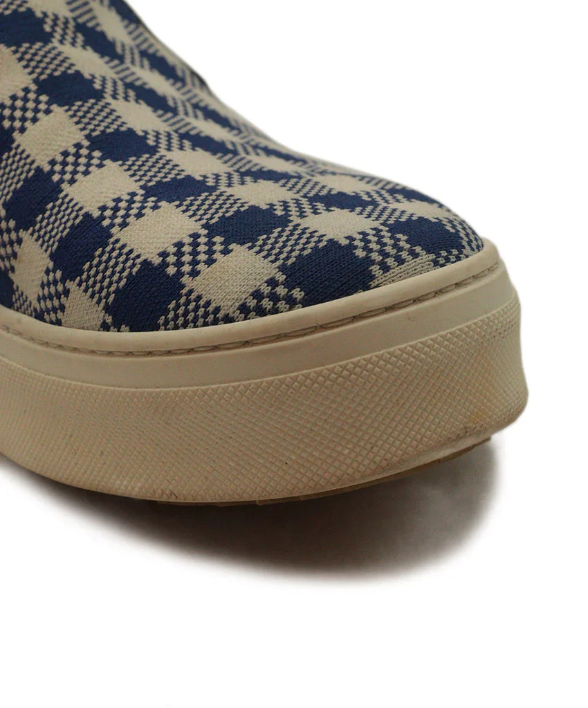 Celine Blue & White Checkered Print Slip-on Sneakers sz 9.5 - Michael's Consignment NYC