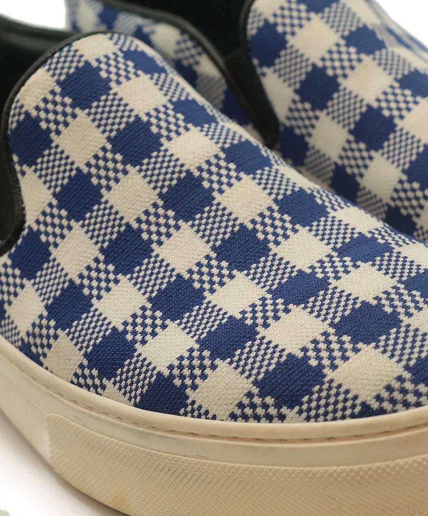 Celine Blue & White Checkered Print Slip-on Sneakers sz 9.5 - Michael's Consignment NYC
