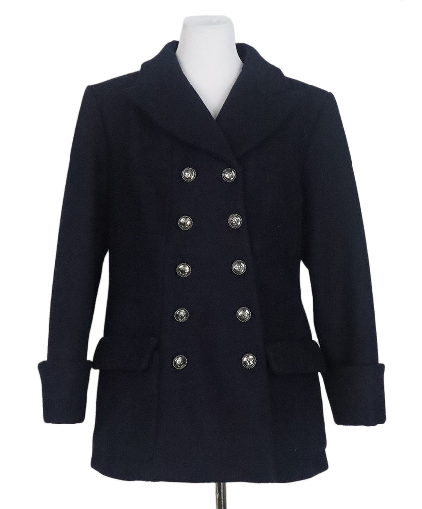 Chanel Double Breasted Wool Navy Peacoat 
