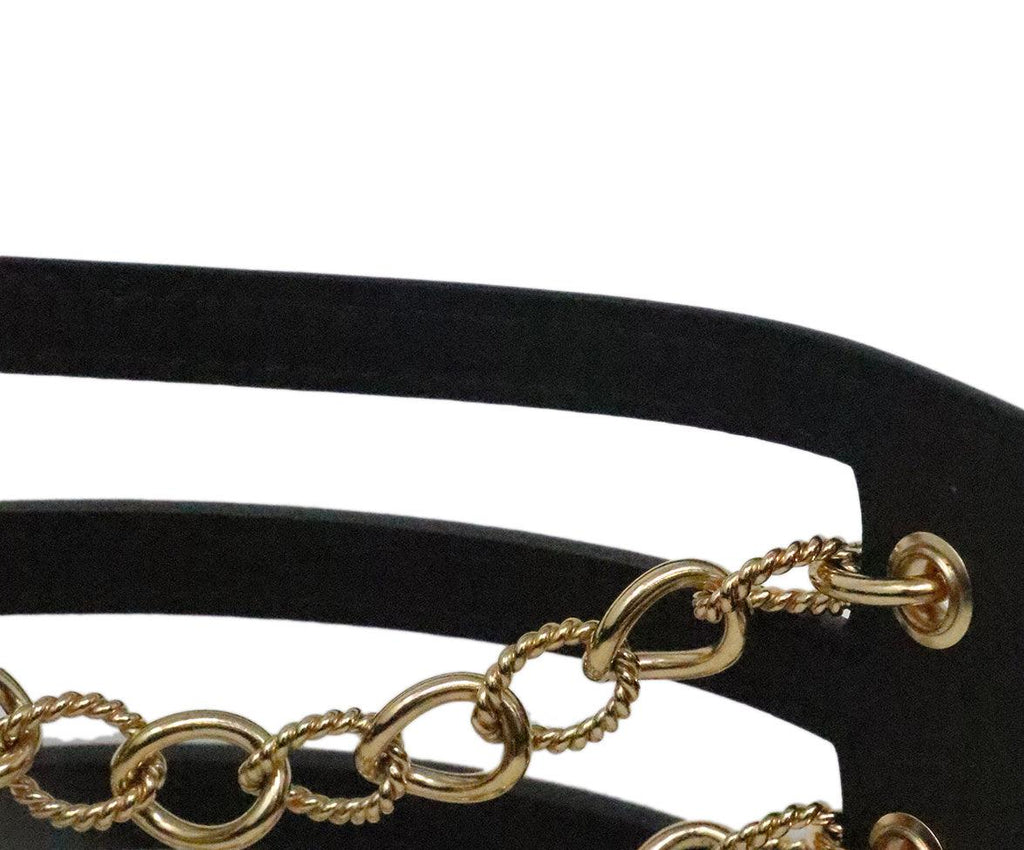 Chanel Black Leather & Gold Chain Belt - Michael's Consignment NYC