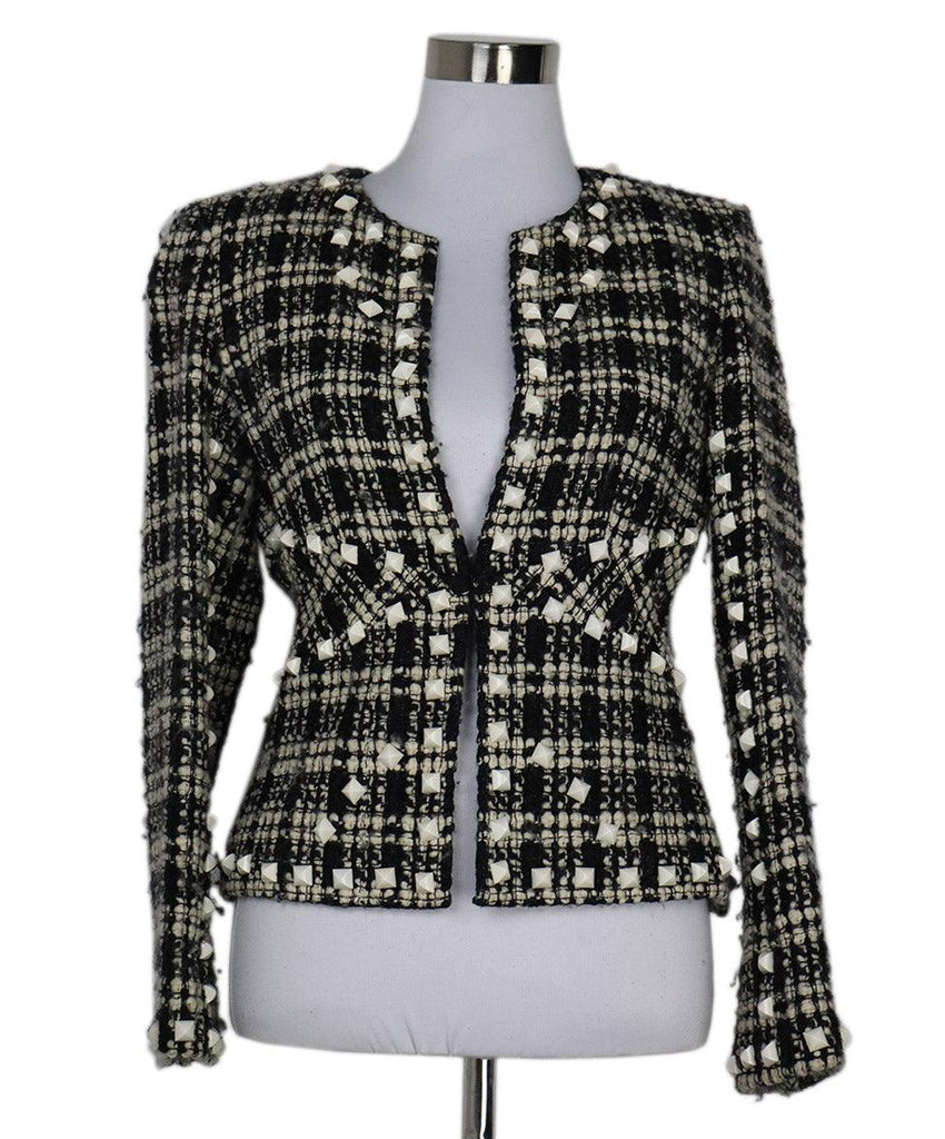 Chanel Vintage B&W Tweed Studded Jacket 