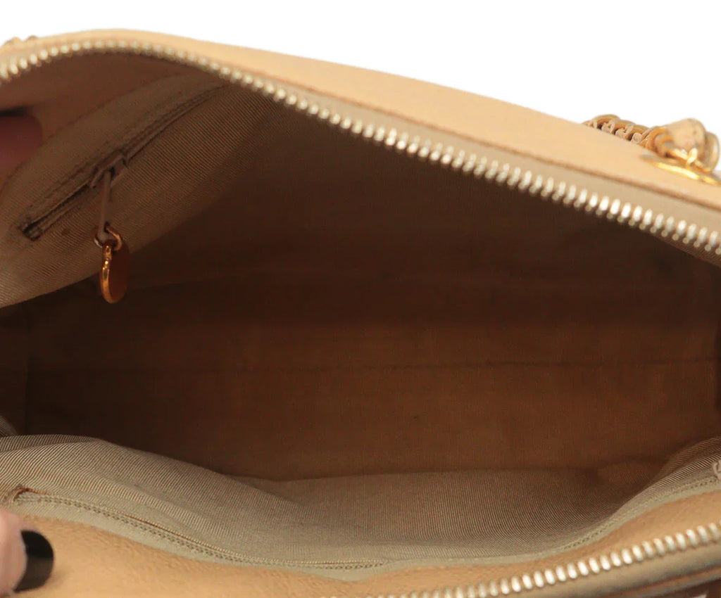 Chanel Vintage Beige Caviar Leather Satchel - Michael's Consignment NYC