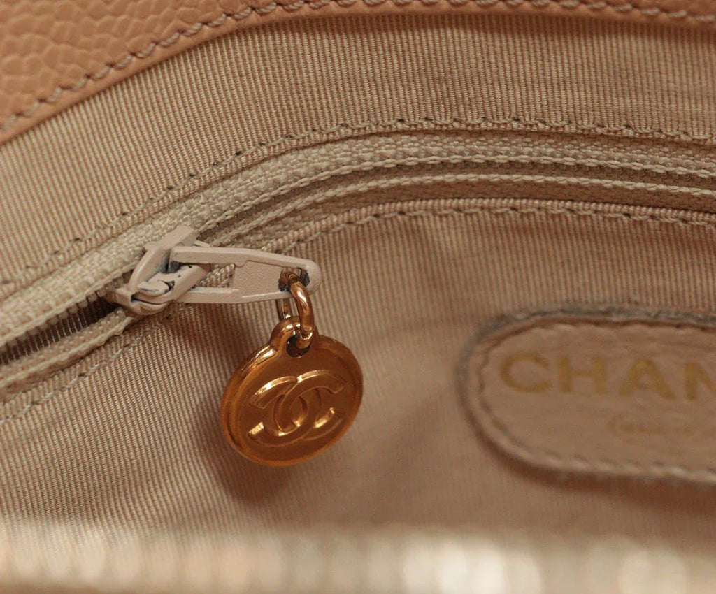 Chanel Vintage Beige Caviar Leather Satchel - Michael's Consignment NYC