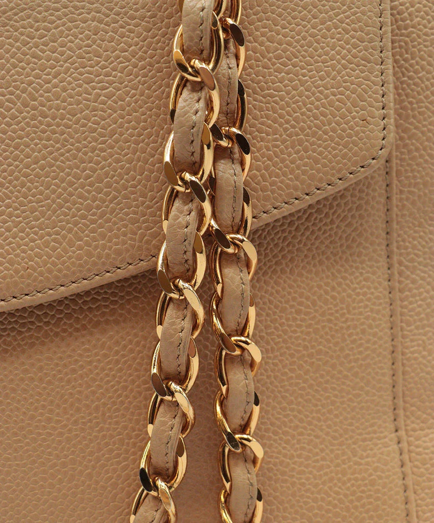Chanel Vintage Beige Caviar Leather Satchel - Michael's Consignment NYC
