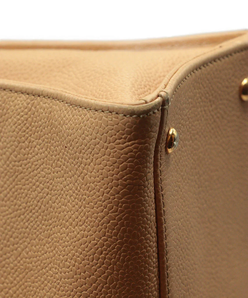 Chanel Vintage Beige Caviar Leather Satchel - Michael's Consignment NYC