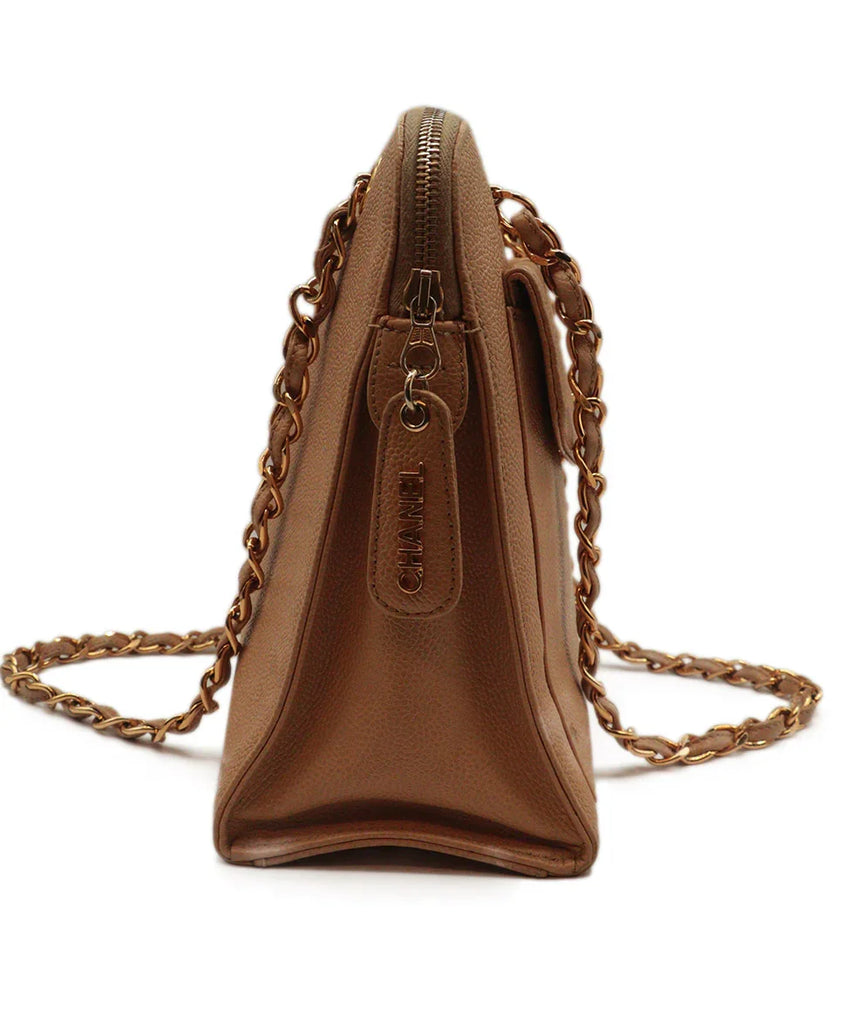 Chanel Vintage Beige Caviar Leather Satchel - Michael's Consignment NYC