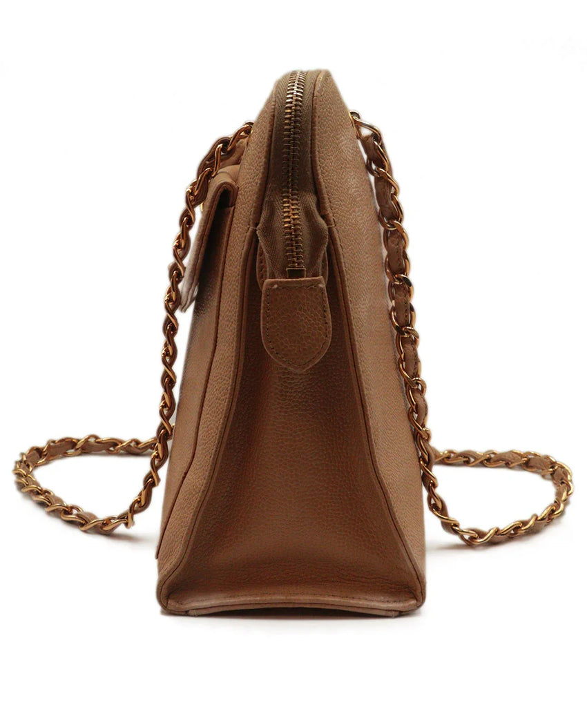 Chanel Vintage Beige Caviar Leather Satchel - Michael's Consignment NYC