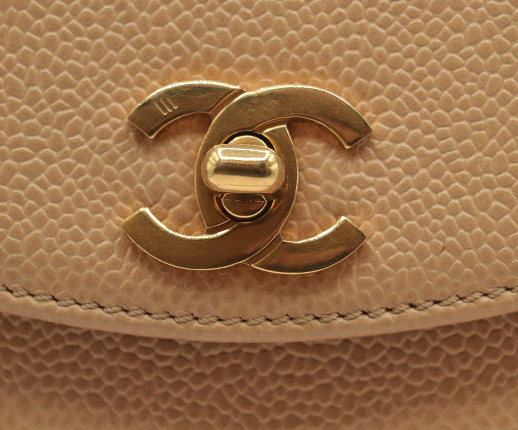 Chanel Vintage Beige Caviar Leather Satchel - Michael's Consignment NYC