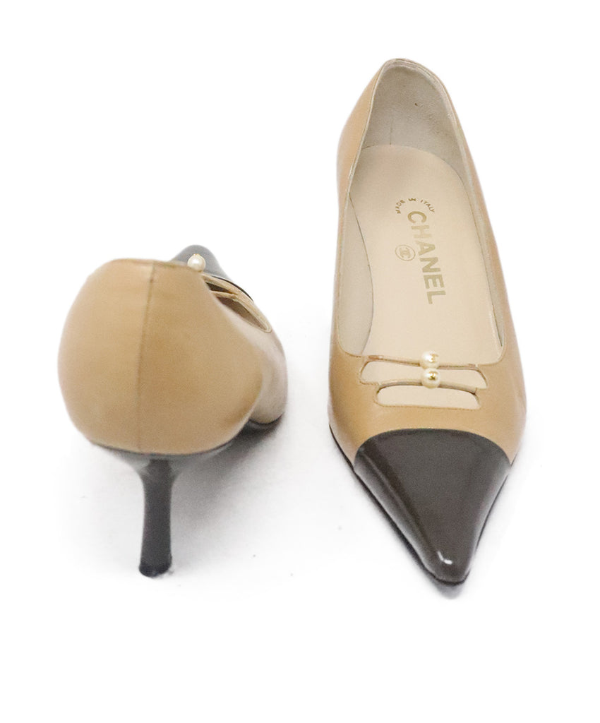 Chanel Beige & Brown Leather Heels 2