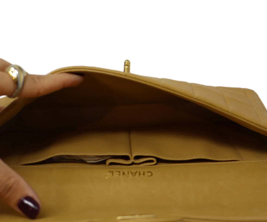 Chanel Vintage Beige Quilted Leather Shoulder Bag - Michael's Consignment NYC