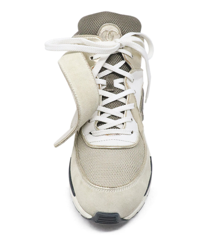 Chanel Beige Leather Mesh Sneakers 4