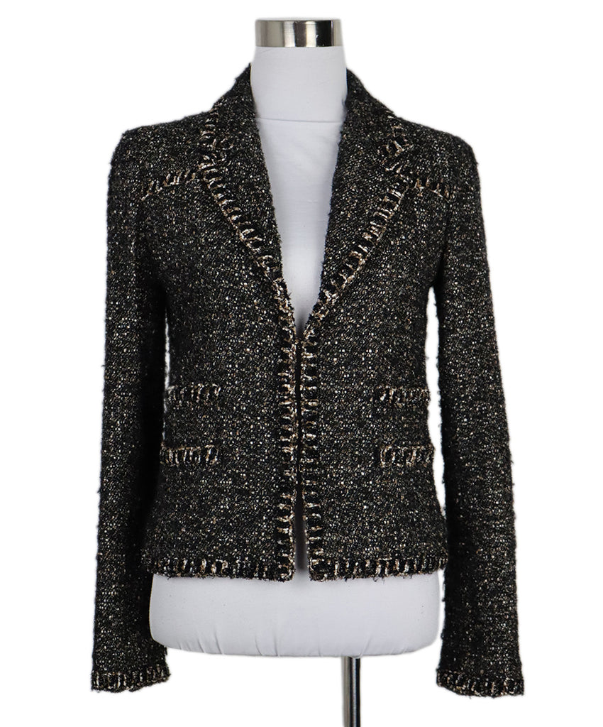 Chanel Black Brown & White Tweed Blazer 