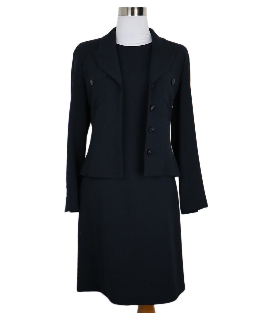 Chanel Black Wool Dress Set 