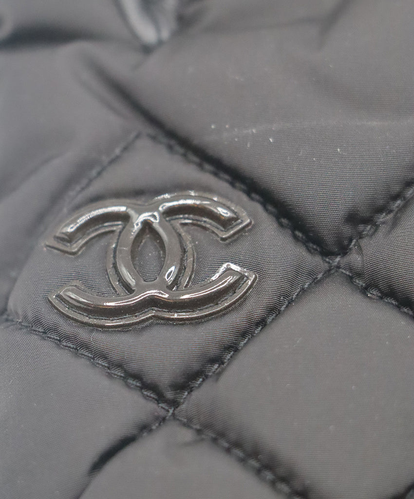 Chanel Black Nylon & Leather Gloves 4