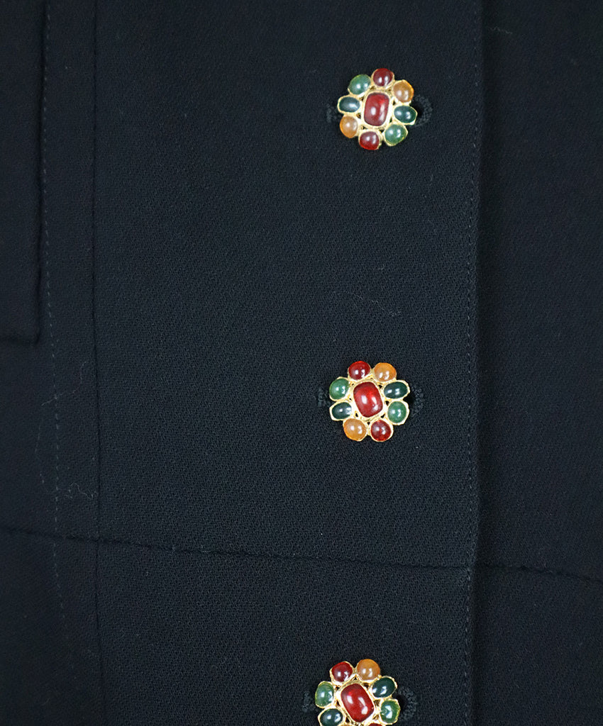 Chanel Black Wool & Gripox Button Blazer 5