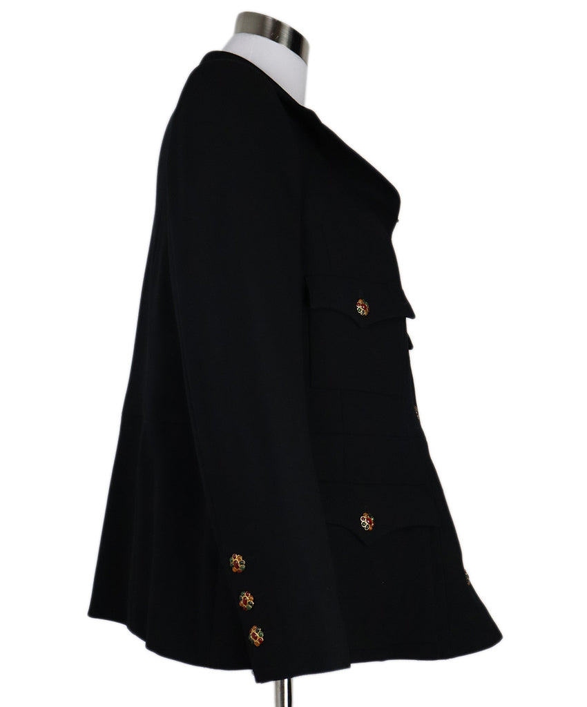 Chanel Black Wool & Gripox Button Blazer 1