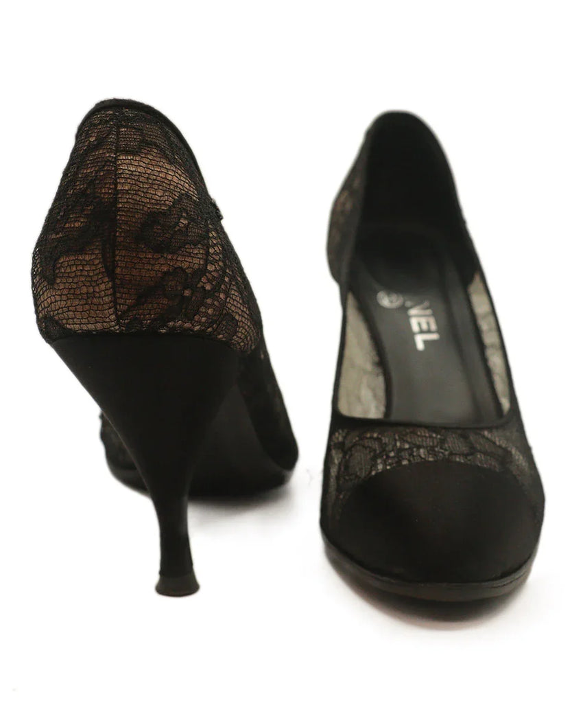Chanel Black Lace & Satin Heels sz 8 - Michael's Consignment NYC