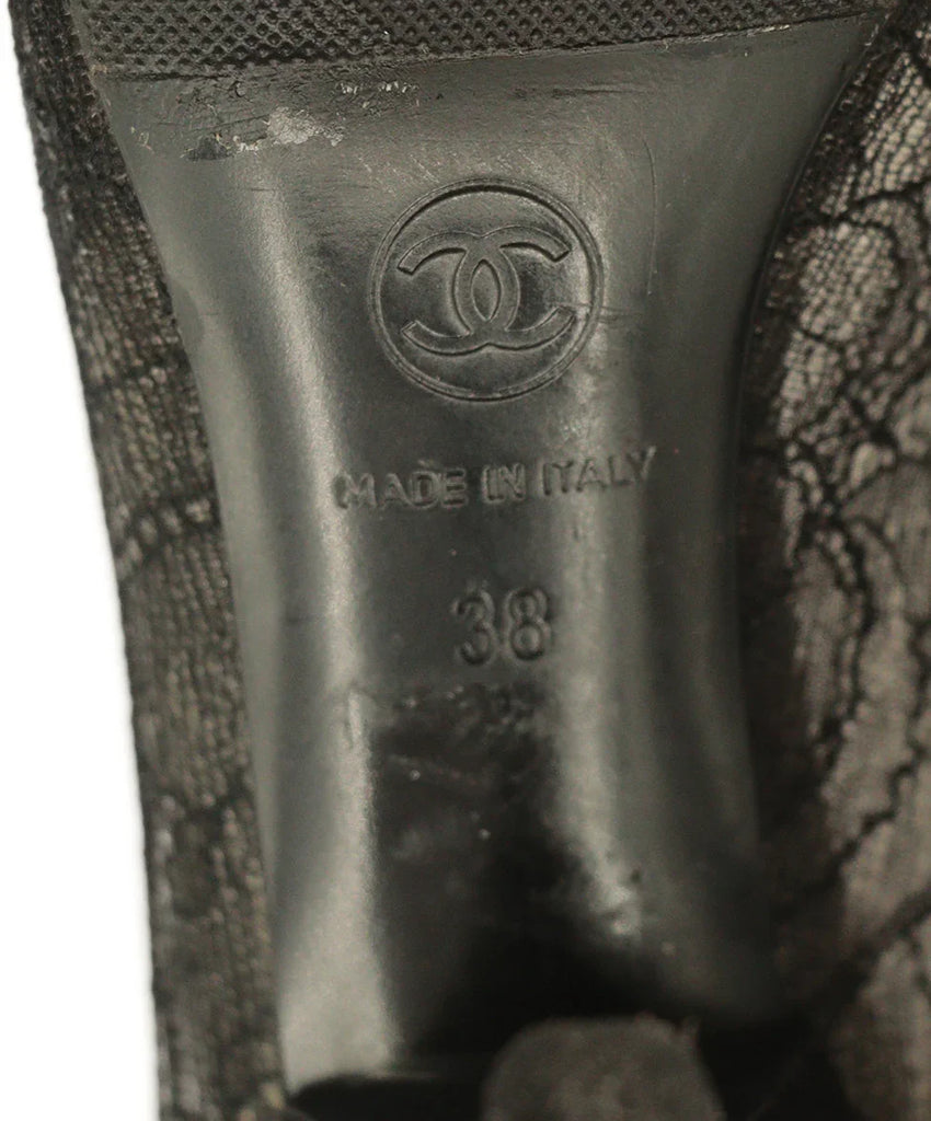 Chanel Black Lace & Satin Heels sz 8 - Michael's Consignment NYC
