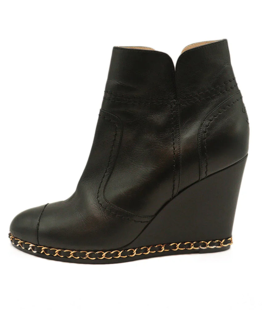 Chanel Black Leather Booties w/ Chain Trim sz 8 - Michael's Consignment NYC