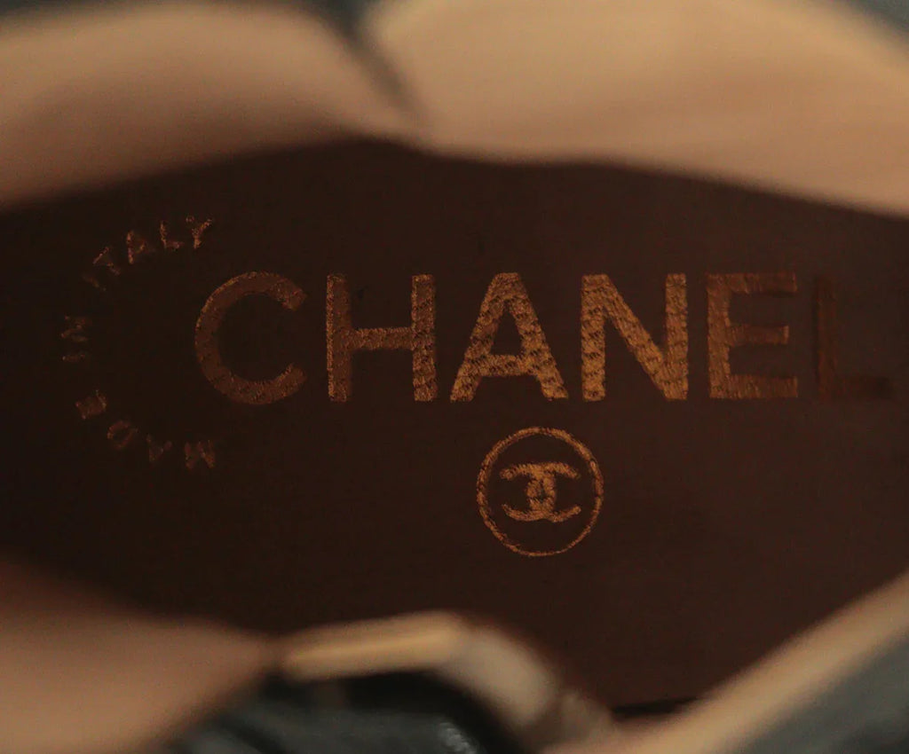 Chanel Black Leather Booties w/ Chain Trim sz 8 - Michael's Consignment NYC