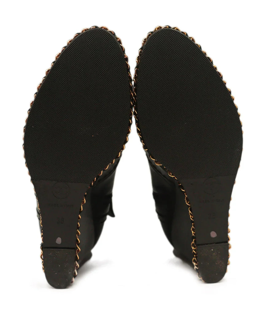 Chanel Black Leather Booties w/ Chain Trim sz 8 - Michael's Consignment NYC