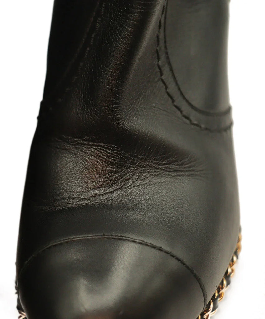 Chanel Black Leather Booties w/ Chain Trim sz 8 - Michael's Consignment NYC