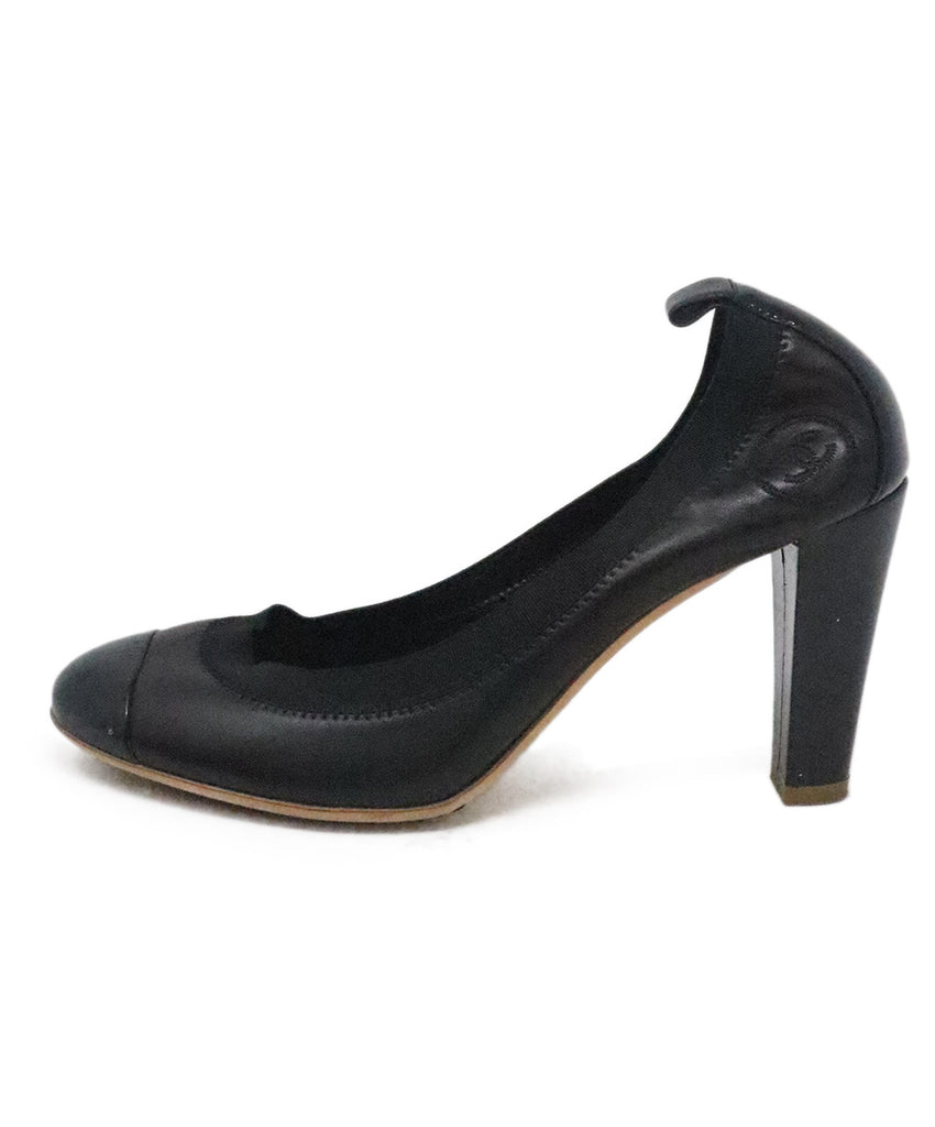 Chanel Black Leather & Elastic Heels 1