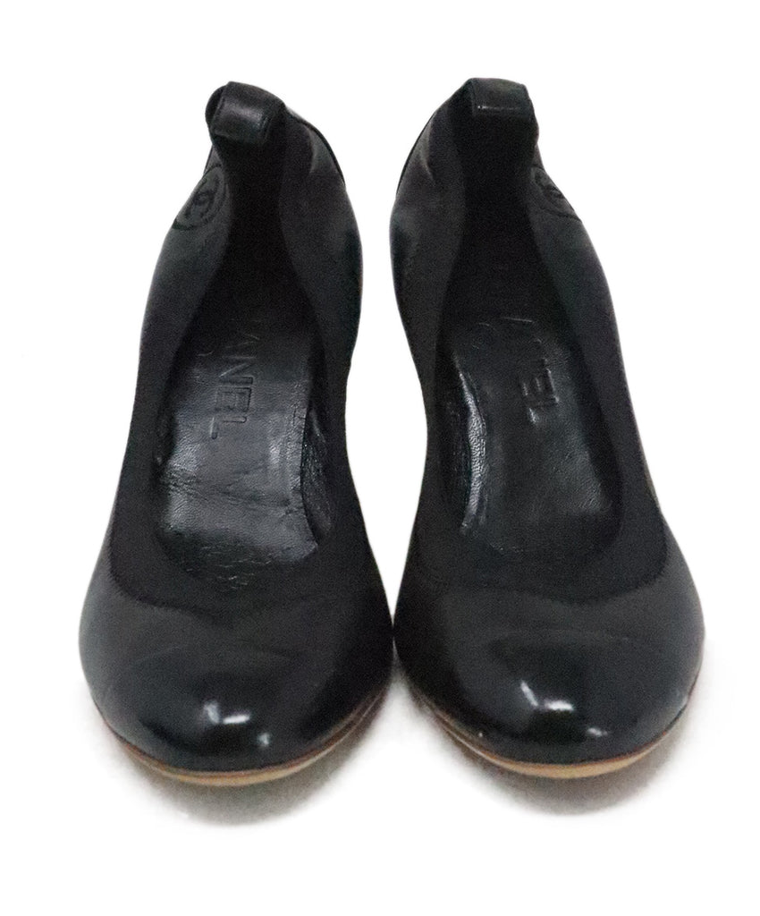 Chanel Black Leather & Elastic Heels 3