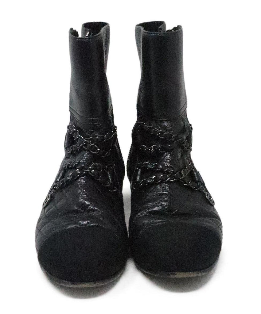 Chanel Black Patent Leather Chain Booties sz 6.5 - Michael's Consignment NYC