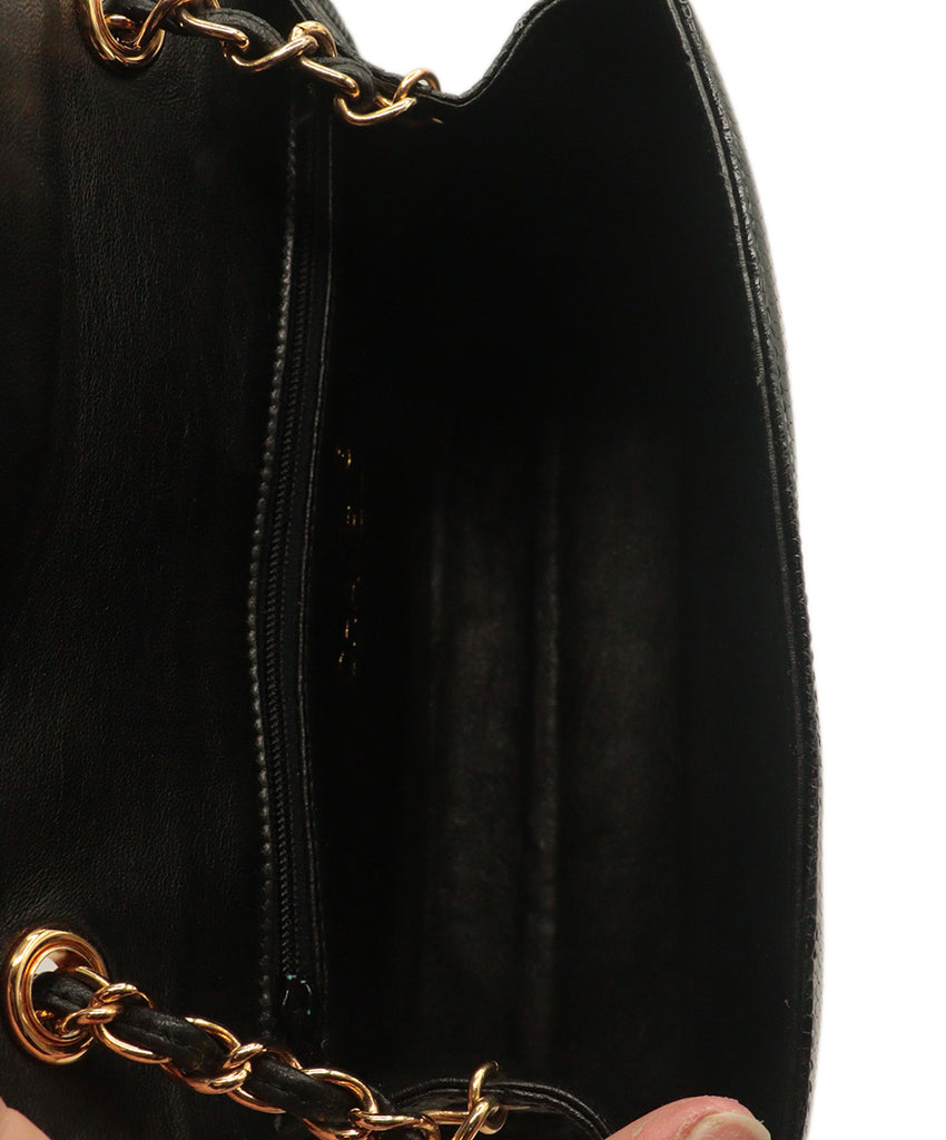 Chanel Black Lizard Skin With Gold Hardware Vintage Handbag 8