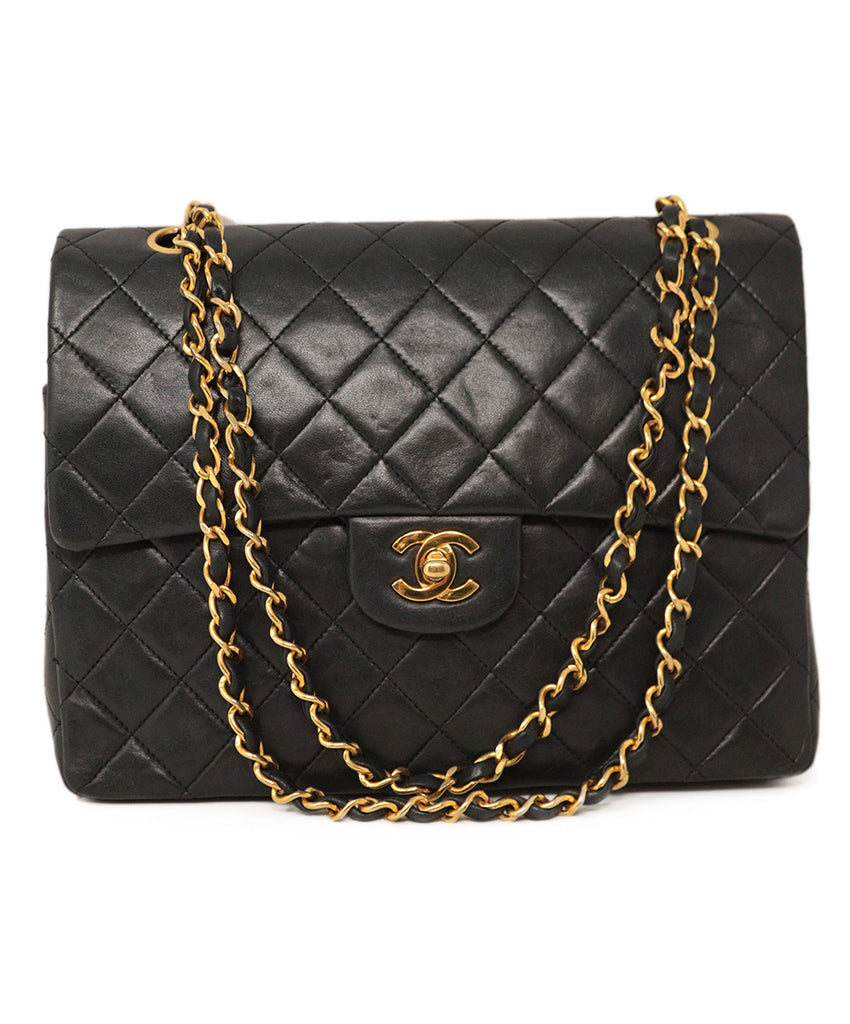 Chanel Black Leather Medium Classic Bag 