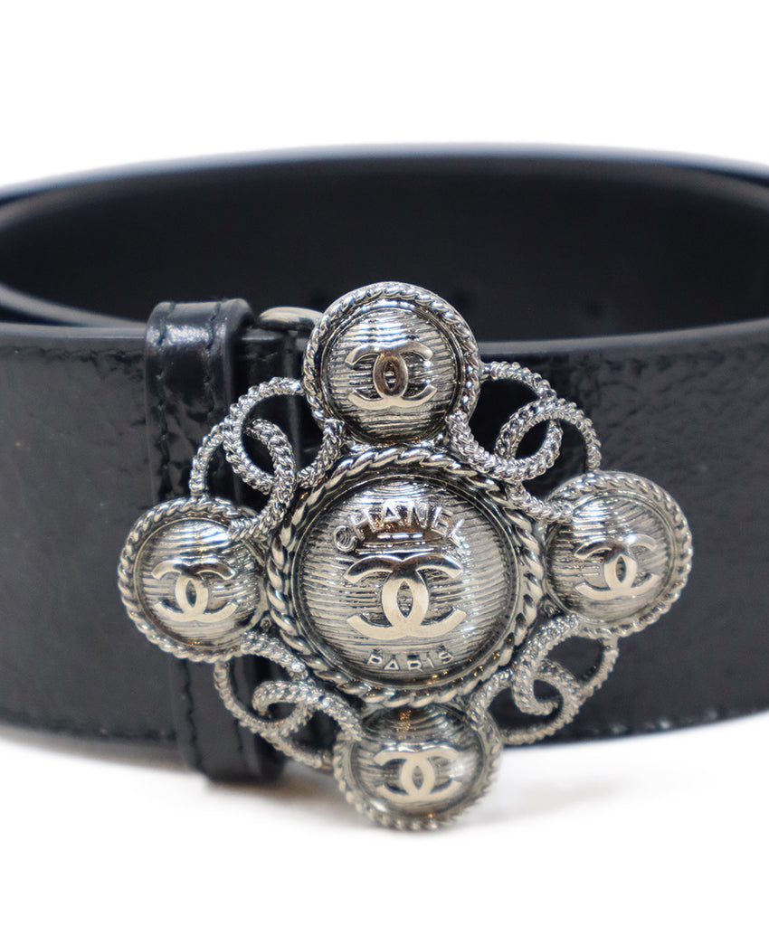 Chanel Black Patent Leather & Silver Buckle Belt - Michael's Consignment NYC