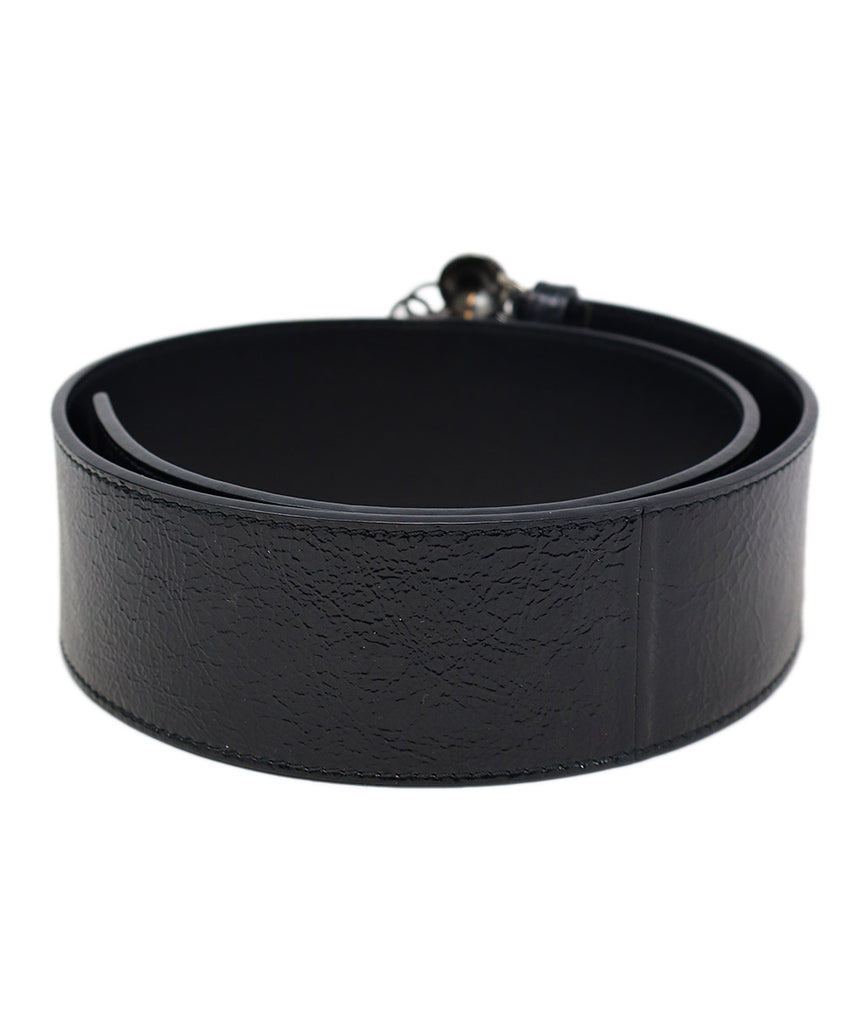 Chanel Black Patent Leather & Silver Buckle Belt - Michael's Consignment NYC