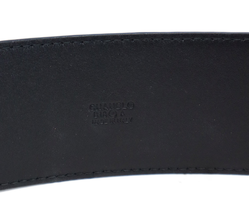 Chanel Black Patent Leather & Silver Buckle Belt - Michael's Consignment NYC