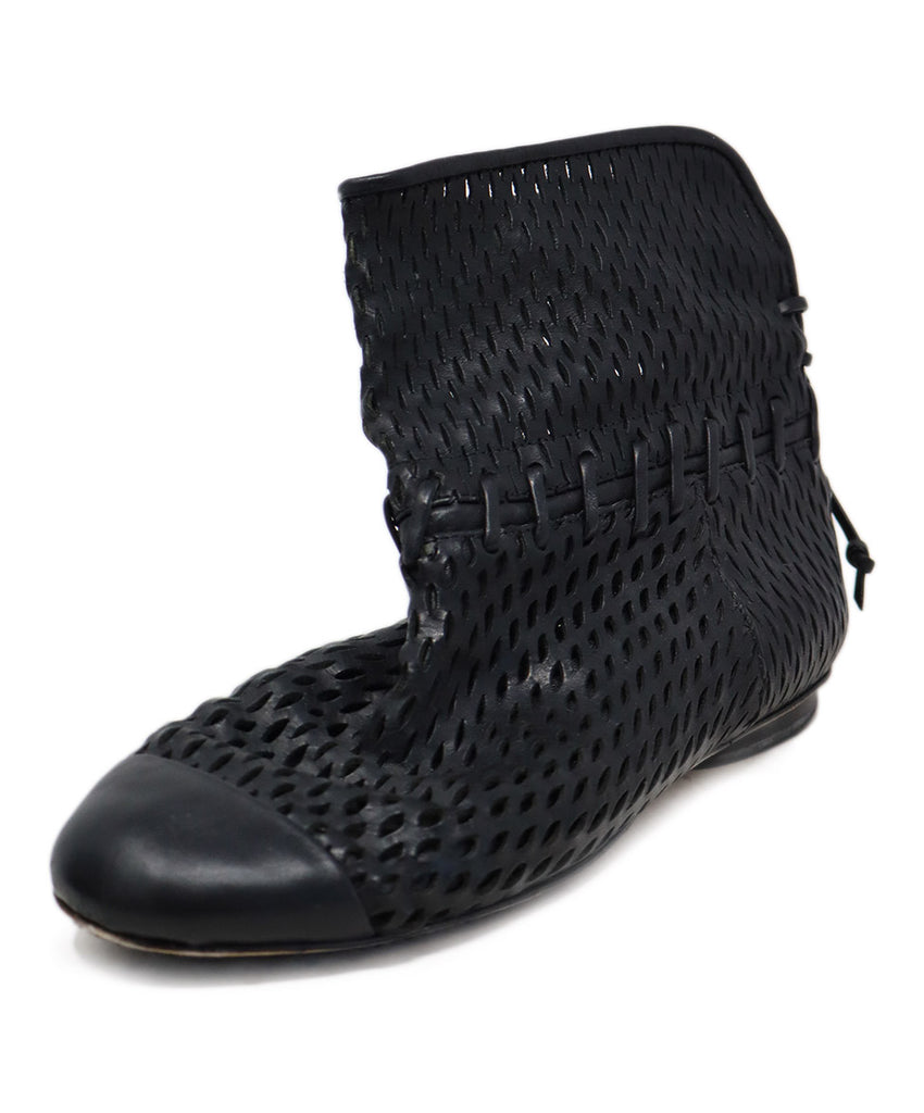 Chanel Black Perforated Leather Booties 