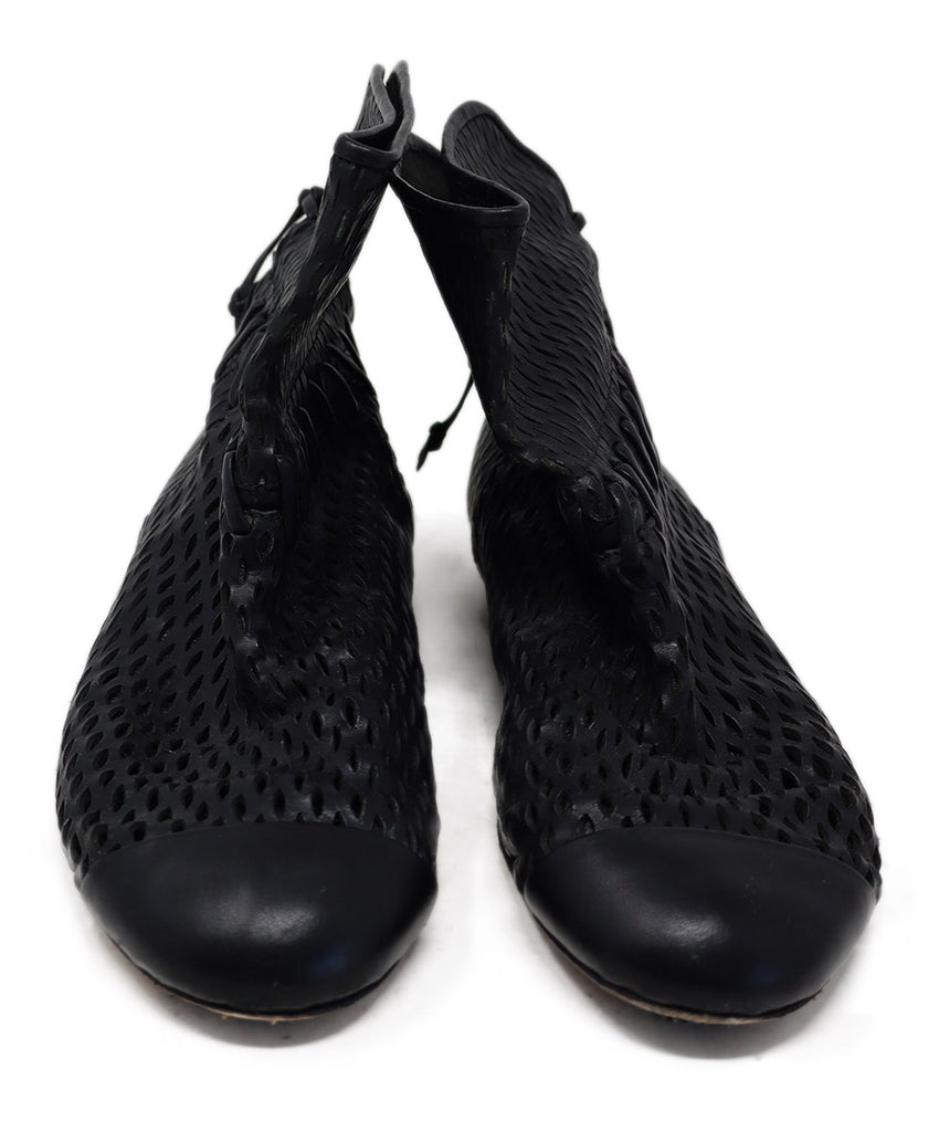 Chanel Black Perforated Leather Booties 3