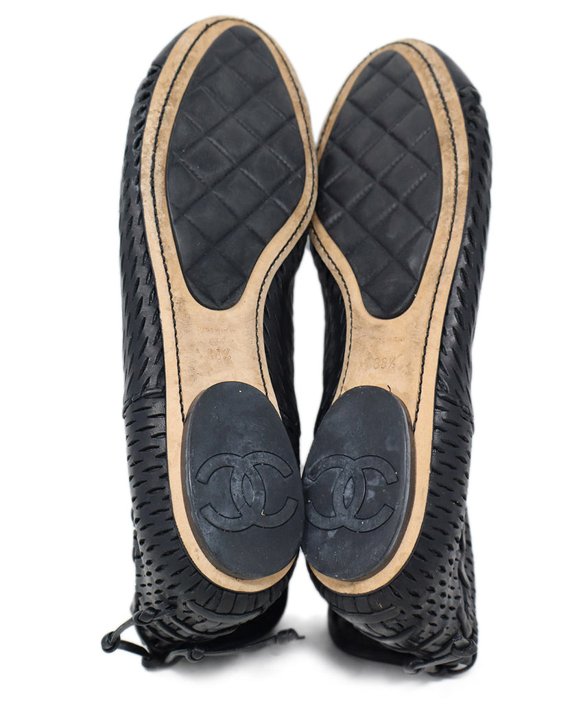 Chanel Black Perforated Leather Booties 4